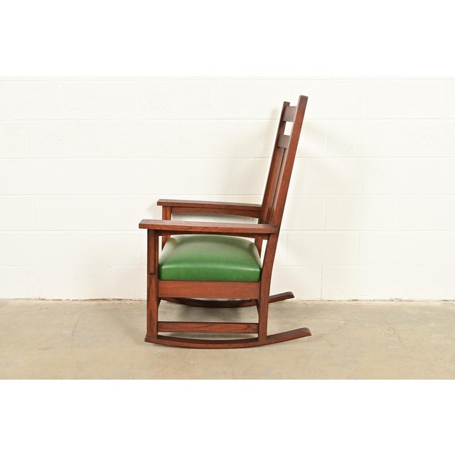 Stickley Brothers Style Antique Mission Oak Arts & Crafts Rocking Chair, Circa 1900 For Sale - Image 10 of 13