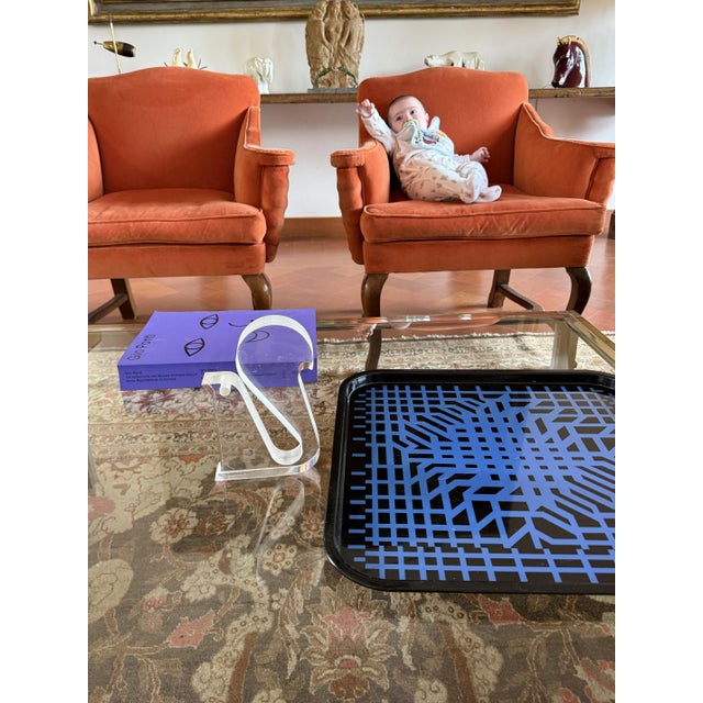 Space age Op art metal tray Victor Vasarely, Metalgraf for Italsider Italy 1970s Limited edition Metal H 2 cm - 45 × 45 cm...