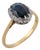 1910s Edwardian 1.60 Carat Sapphire Diamond 18k Yellow Gold Platinum Cluster Ring, Size 6 For Sale