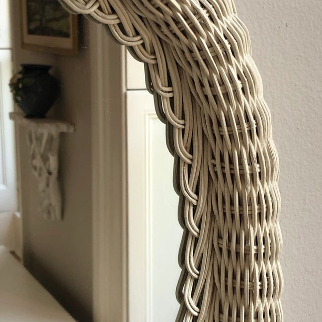 Vintage Wicker Wall Mirror in Crème For Sale - Image 4 of 13