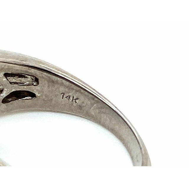 Mid 20th Century Diamond 14k White Gold 3 Row Band Engagement Ring - Size 6.5 For Sale - Image 9 of 9