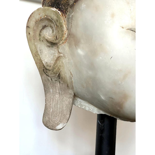 Large Extraordinary Antique Burmese Marble Buddha Head Display Stand For Sale - Image 13 of 16