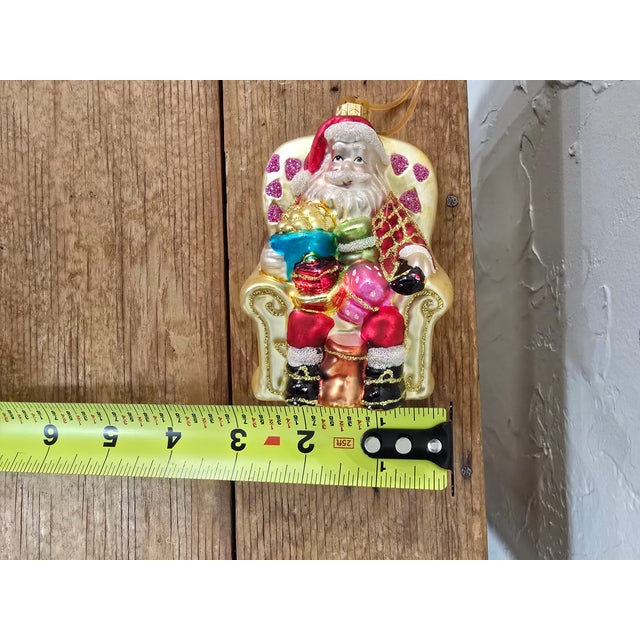 Authentic Inge-Glas Germany Hand-Blown Glass Santa in Armchair Ornament For Sale - Image 10 of 12