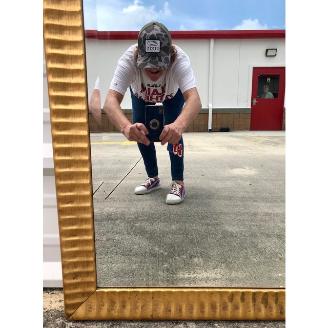 Large Vintage Beveled Gold Solid Wood Full Length Mirror For Sale - Image 9 of 12