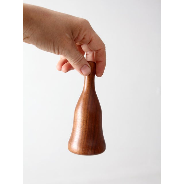 Brown Vintage Mid-Century Turned Wood Hand Bell For Sale - Image 8 of 8