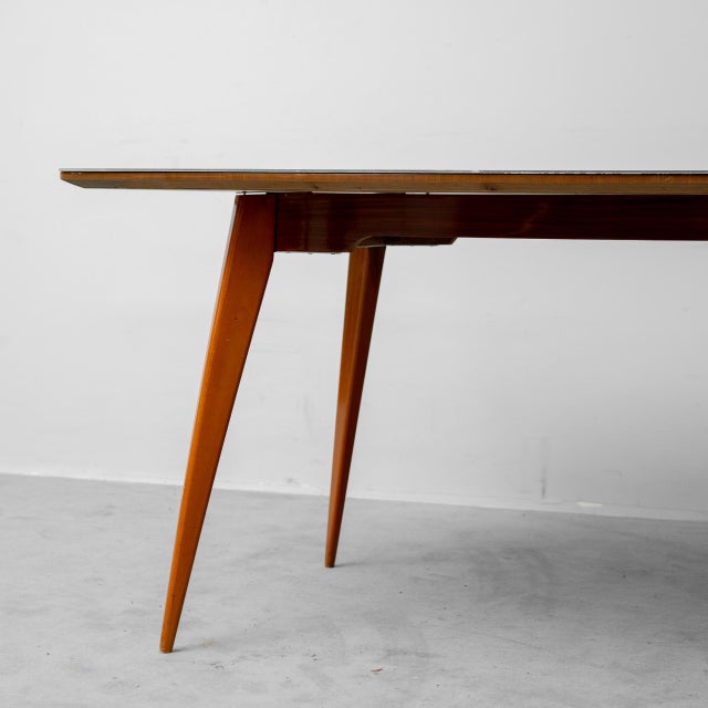 Rectangular Dining Table and Chairs in Wood, 1960s, Set of 7 For Sale - Image 12 of 15