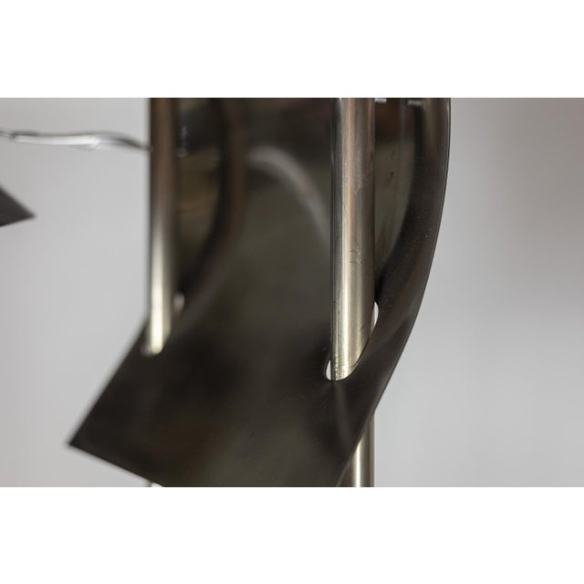 Silver Geometric Floor Lamp in Silver Metal, 1980s For Sale - Image 8 of 9