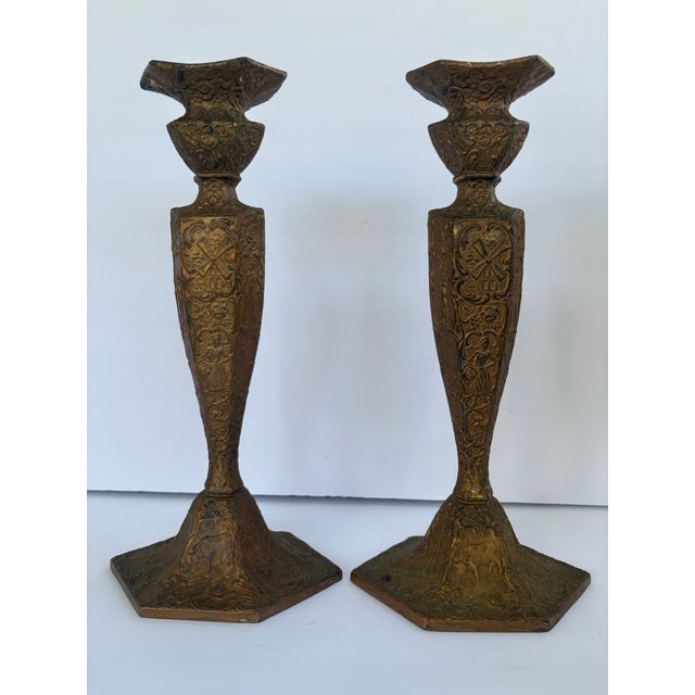 Early 20th Century Antique E. & J. Bass Dutch Windmill & Figural Candlesticks, Pair For Sale - Image 5 of 12