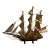 Vintage Handcrafted 3 Masted Wooden Ship Model With Fabric Sails For Sale