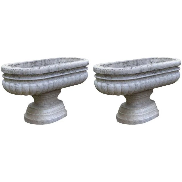 Large Antique Carved Istria Stone Vases For Sale - Image 6 of 6