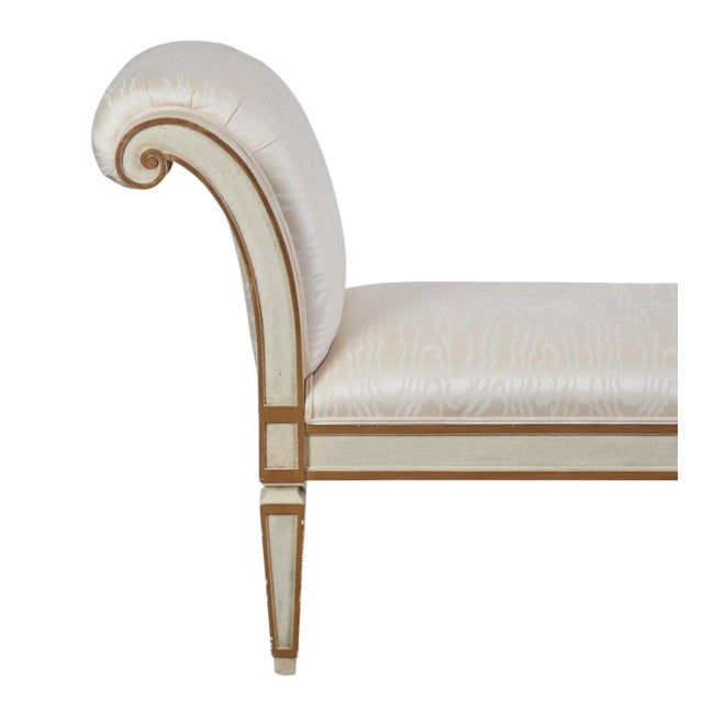 Dennis & Leen for Formations Gustavian Style Scroll Arm Painted Bench.