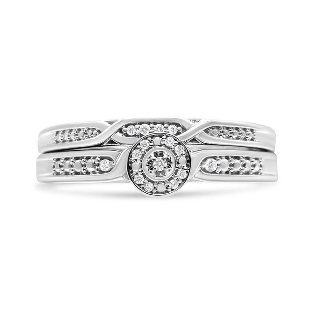 Haus of Brilliance .925 Sterling Silver Diamond Accent Frame Twist Shank Bridal Set Ring and Band (I-J Color, I3 Clarity) - Size 9 For Sale - Image 4 of 6