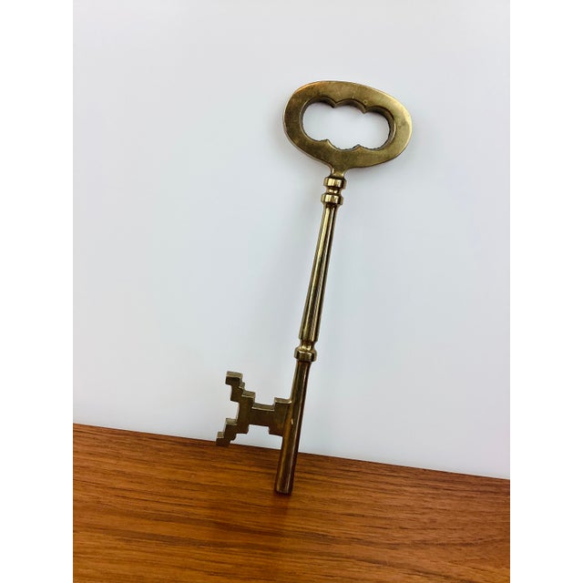 Hollywood Regency Vintage 12" Brass Skeleton Key For Sale - Image 3 of 6