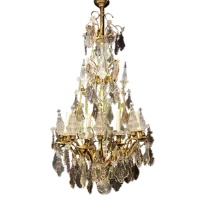 1920’s Bronze and Crystal Chandelier