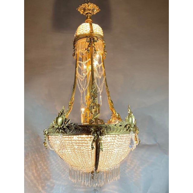 1860s French Empire Gold Bronze Crystal Chandelier For Sale - Image 9 of 18