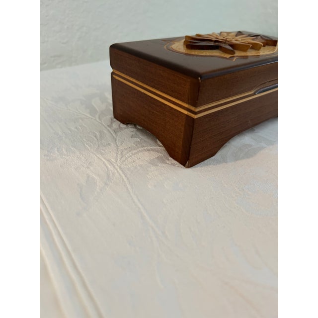 Vintage Reuge Romance Swiss Wood Keepsake Music Box For Sale - Image 4 of 7