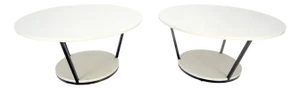 Pair Mid Century Modern Round Marble Top Large 35" Diameter Side End Tables