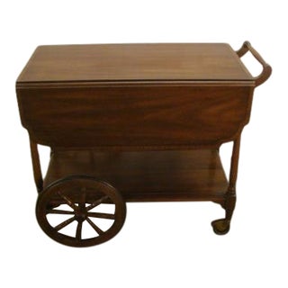 Henkel Harris Solid Mahogany Banded Tea Cart For Sale