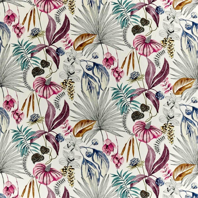 Harlequin Habanera Fabric in Cerise/Honey/Marine - a Sample For Sale