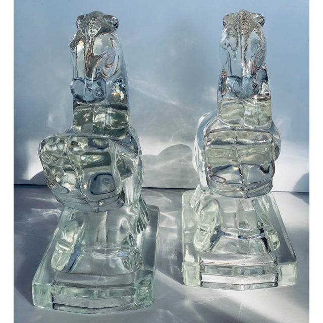 Mid 20th Century Mid-Century Modern 1940’s Art Deco L. E. Smith, Glass Horse, Equine Bookends- A Pair For Sale - Image 5 of 12