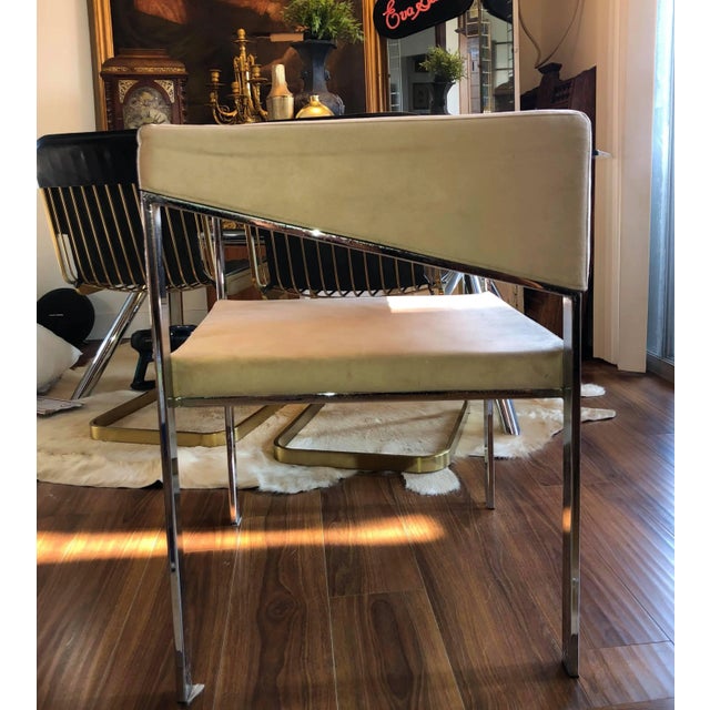 Mid 20th Century Chrome Cube Chair With Suede Upholstery For Sale - Image 4 of 8