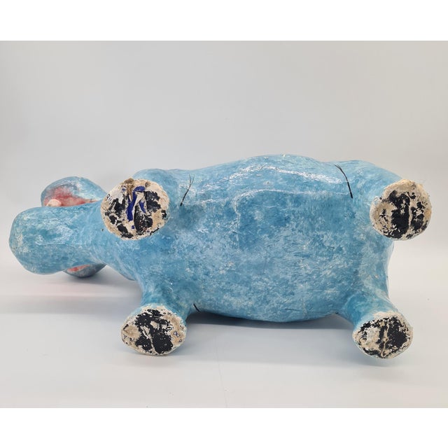 Large Vintage Papier-Mâché Hippopotamus Figurine, 1970s For Sale - Image 9 of 11