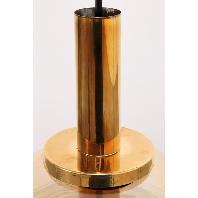 Vintage Hanging Lamps in Amber Glass from Glashütte Limburg, 1960s, Set of 3 For Sale - Image 8 of 12