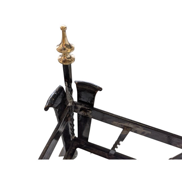 Black Vintage Iron and Brass Log Holder, 1960s For Sale - Image 8 of 9