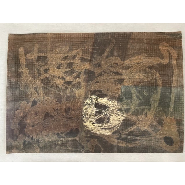 1990s 1990s Dark Modern Abstract Painting on Paper For Sale - Image 5 of 7