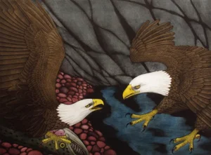 Neil Korpi "Rival Arrival" Bald Eagles Hand Signed Etching Artwork