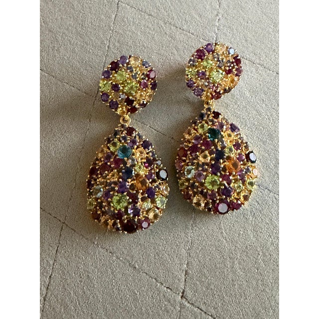 Bochic “Orient” Vintage Citrine & Amethyst Earrings Set 18K Gold & Silver For Sale - Image 13 of 14