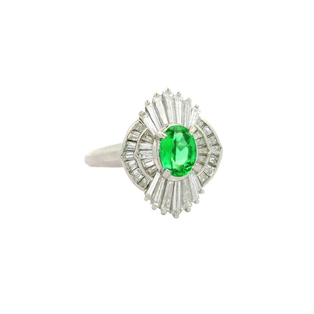 Contemporary 0.72 Carat Brazilian Green Paraiba Diamond Platinum Halo Ring, Gia Certified, Size 8.75 For Sale - Image 3 of 7