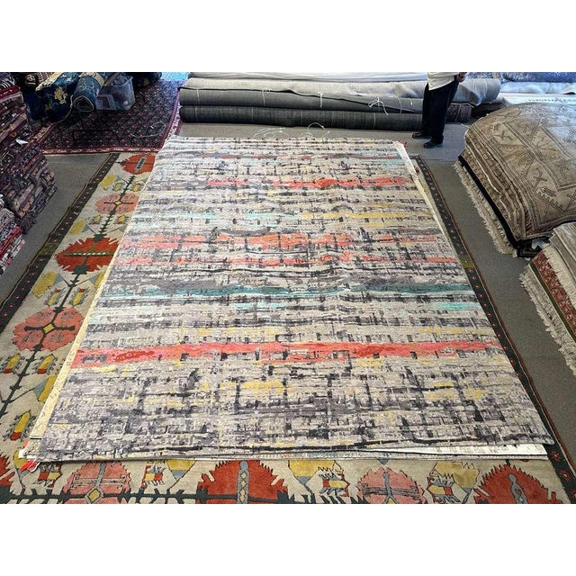 Hand-Knotted Nepal Rug With Textural Abstract Design, 10x14 For Sale - Image 4 of 4