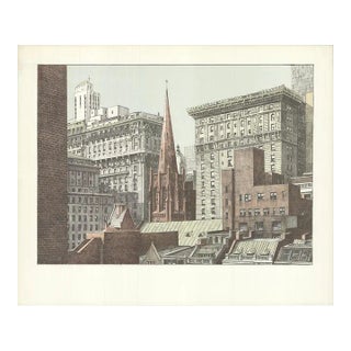 Richard Haas 'Trinity Church' Gray,Brown,Red USA Lithograph For Sale