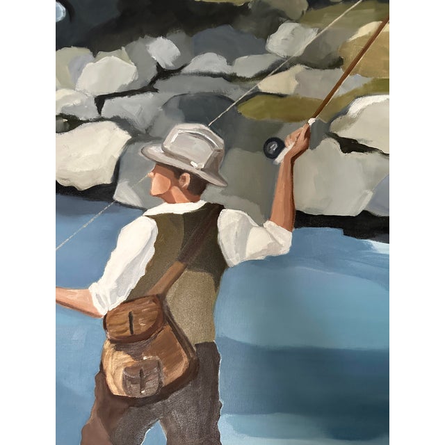 "The Dapper Fisherman" Modern Original Oil Painting, by Jennifer Hohlfelder For Sale - Image 4 of 7