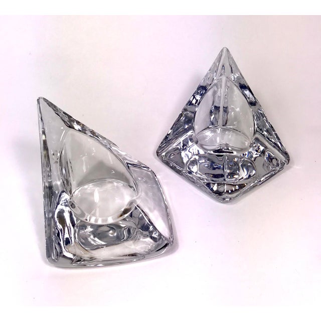Nybro Sweden Pyramid Votive Candle Holders by Tord Kjellstrom a Pair