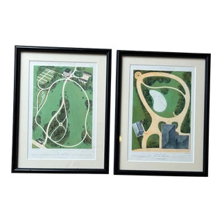 Early 20th Century Framed Antique Original Parisian Parc and Garden Prints- Pair For Sale