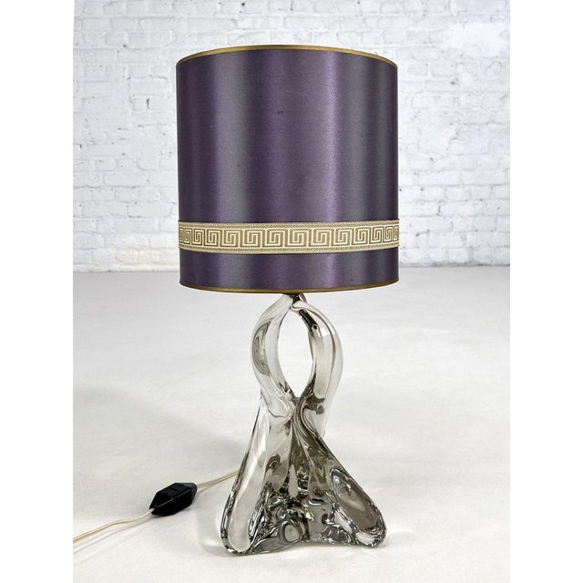 Purple Crystal Table Lamp from Val Saint Lambert, 1950s For Sale - Image 8 of 10