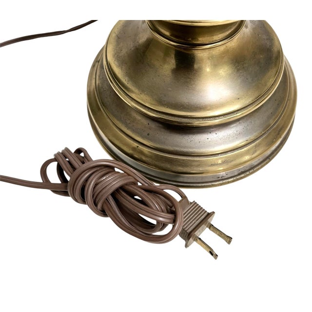 Mid-Century Modern Vintage Brass Stiffel Table Lamp W/ Original Shade For Sale - Image 3 of 9