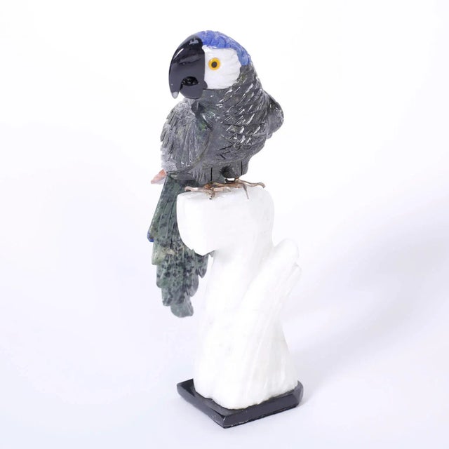 Mid-Century Modern Carved Stone Parrots - A Pair For Sale - Image 3 of 8