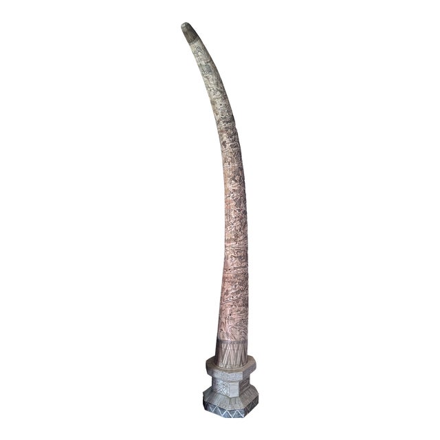 Early 20th Century Chinese Hand-Carved Faux Elephant Tusks For Sale