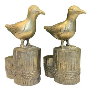Brass Seagull Bookends, a Pair For Sale