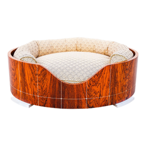 Frank Pollaro Custom Rosewood Dog Bed With Bone Inlay, Signed