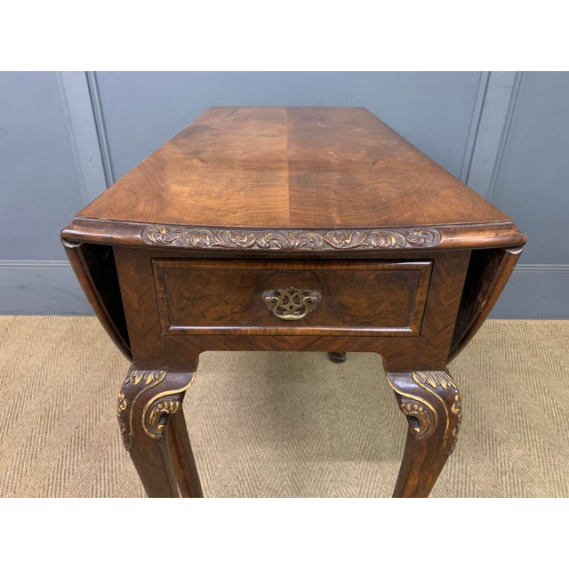 1920s Burr Walnut Drop Flap Table, 1920 For Sale - Image 5 of 15
