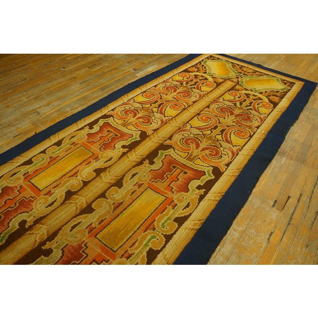 Antique English Axminster Rug European Design in Gold Background Color For Sale - Image 4 of 12