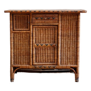 Small Woven Bamboo Sideboard, 1960s For Sale