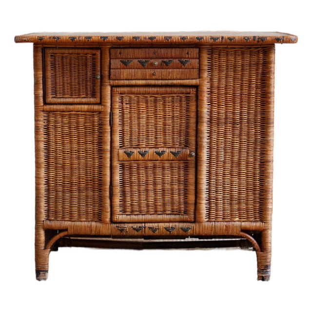 Small Woven Bamboo Sideboard, 1960s For Sale