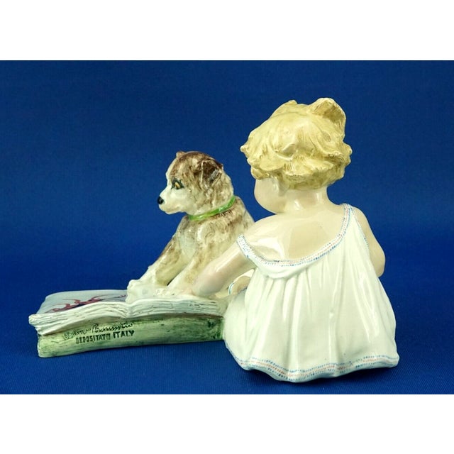 Ceramic Little Girl and Dog Figure by Arturo Pannunzio, Italy, 1890s-1910s For Sale - Image 7 of 18