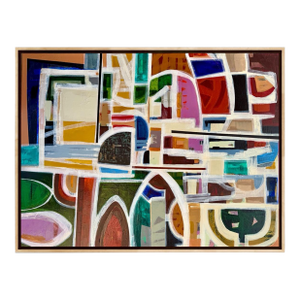Framed Original Abstract Painting Titled Block Party