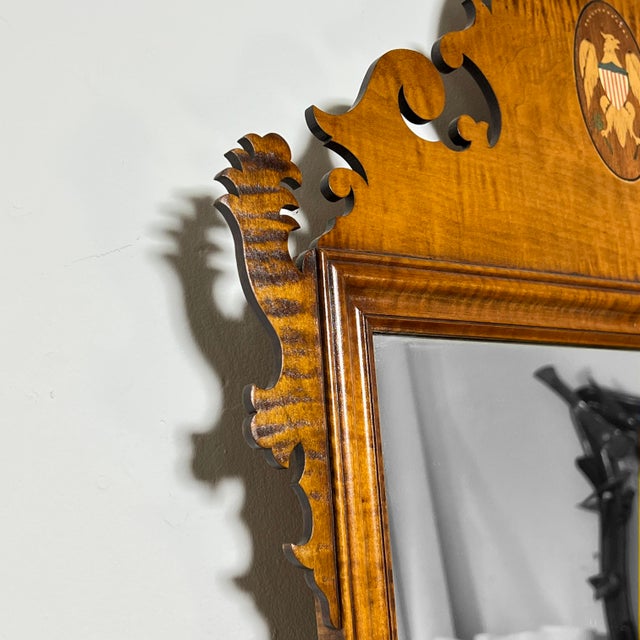 Late 20th Century D R Dimes Tiger Maple Federal Chippendale Mirror For Sale - Image 5 of 7